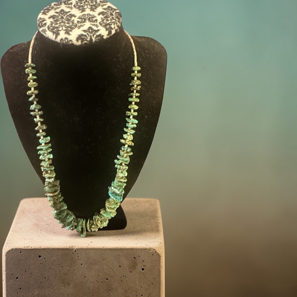 Beautiful VTG Native American Turquoise and heishi bead Necklace
